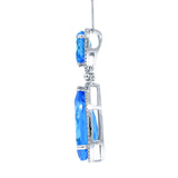 0.35ct Diamond & 17.65ct Blue Topaz 14k White Gold Pendant