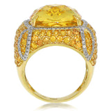 0.57ct Diamond & 12.48ct Citrine & 3.87ct Yellow Sapphire 14k Yellow Gold Ring