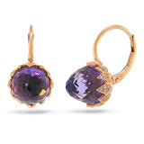 0.34ct Diamond & 10.20ct Amethyst 14k Rose Gold Earring