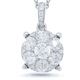 0.87ct 14k White Gold Diamond Cluster Pendant