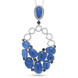 0.40ct Diamond & 30.54ct Kyanite & Blue Sapphire 14k White Gold Pendant