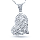 0.28ct 14k White Gold Diamond Pave Heart Necklace