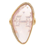 0.10ct Diamond & 16.08ct Rose Quartz 14k Rose Gold Ring