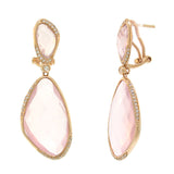 0.30ct Diamond & 29.07ct Rose Quartz 14k Rose Gold Earring