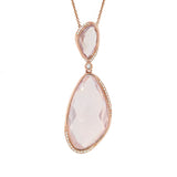 0.18ct Diamond & 24.31ct Rose Quartz 14k Rose Gold Pendant