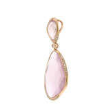 0.18ct Diamond & 24.31ct Rose Quartz 14k Rose Gold Pendant