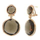 0.32ct Diamond & 31.28ct Smokey Topaz 14k Rose Gold Earring