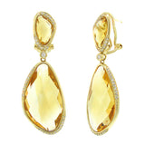 0.30ct Diamond & 30.89ct Citrine 14k Yellow Gold Earring