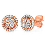 0.45ct 14k Rose Gold Diamond Cluster Stud Earring
