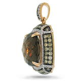 1.70ct White & Champagne Diamond & 13.42ct Smokey Topaz 14k Rose Gold Pendant