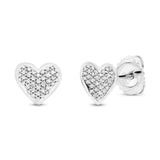 0.22ct 14k White Gold Diamond Pave Heart Stud Earring