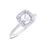 0.61ct 14k White Gold Diamond Semi-mount Ring for 5.5x5.5mm Center