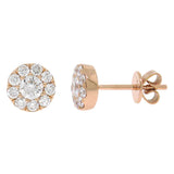 0.75ct 14k Rose Gold Diamond Cluster Earring