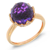 0.29ct Diamond & 7.10ct Amethyst 14k Rose Gold Ring