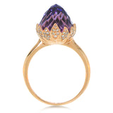 0.29ct Diamond & 7.10ct Amethyst 14k Rose Gold Ring