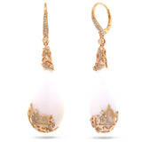 0.67ct Diamond & 46.83ct White Onyx 14k Rose Gold Earring