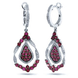 0.37ct Diamond & 1.89ct Ruby 14k White Gold Earring