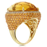 0.59ct Diamond & 32.71ct Citrine & Yellow Sapphire 14k Yellow Gold Ring