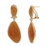 0.30ct Diamond & 31.47ct Peach Aventurine 14k Rose Gold Earring