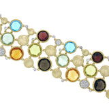 0.66ct Diamond & 89.84ct Multicolor Stone 14k Yellow Gold Bracelet