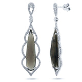 0.61ct Diamond & 8.76ct Smokey Topaz 14k White Gold Earring