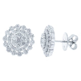 2.35ct 18k White Gold Diamond Cluster Stud Earring