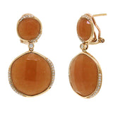 0.29ct Diamond & 33.50ct Peach Aventurine 14k Rose Gold Earring