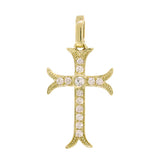 0.15ct 14k Yellow Gold Diamond Cross Necklace