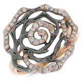 0.29ct 14k Two-tone Black Rhodium Gold Diamond Flower Ring