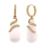 0.36ct Diamond & 36.88ct White Agate 14k Rose Gold Earring