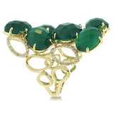 0.29ct Diamond & 13.33ct Green Agate & Green Garnet 14k Yellow Gold Ring
