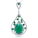 0.34ct Diamond & 2.50ct Green Agate & Green Garnet 14k White Gold Pendant