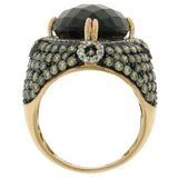 3.25ct White & Champagne Diamond & 11.60ct Smokey Topaz 14k Rose Gold Ring Sz 10