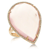 0.22ct Diamond & 17.68ct Rose Quartz 14k Rose Gold Ring
