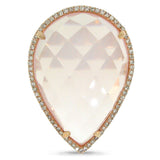 0.22ct Diamond & 17.68ct Rose Quartz 14k Rose Gold Ring