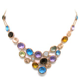 0.17ct Diamond & 38.18ct Multicolor Stone 14k Rose Gold Necklace