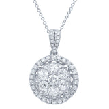 1.17ct 14k White Gold Diamond Cluster Pendant
