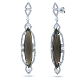 0.90ct Diamond & 10.00ct Smokey Topaz 14k White Gold Earring