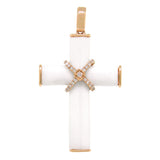 0.09ct 14k Rose Gold Diamond & White Agate Cross Necklace