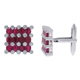 0.36ct Diamond & 4.81ct Ruby 14k White Gold Cuff Links