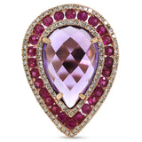 0.60ct Diamond & 8.63ct Amethyst & Pink Sapphire 14k Rose Gold Ring
