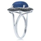 0.60ct White, Champagne & Black Diamond & 4.92ct Kyanite 14k White Gold Ring
