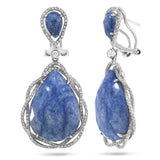 0.93ct Diamond & 27.25ct Blue Aventurine 14k White Gold Earring