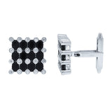 0.36ct Diamond & 3.30ct Black Agate 14k White Gold Cuff Link