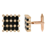 0.36ct Diamond & 3.30ct Black Agate 14k Rose Gold Cuff Link