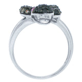 1.26ct Black & Champagne Diamond & 0.06ct Pink Sapphire 14k White Gold Snake Ring