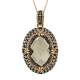 1.70ct White & Champagne Diamond & 11.85ct Smokey Topaz 14k Rose Gold Pendant