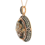 1.70ct White & Champagne Diamond & 11.85ct Smokey Topaz 14k Rose Gold Pendant