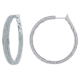 4.50ct 14k White Gold Diamond Hoop Pave Earring