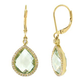 0.25ct Diamond & 9.37ct Green Amethyst 14k Yellow Gold Earring
